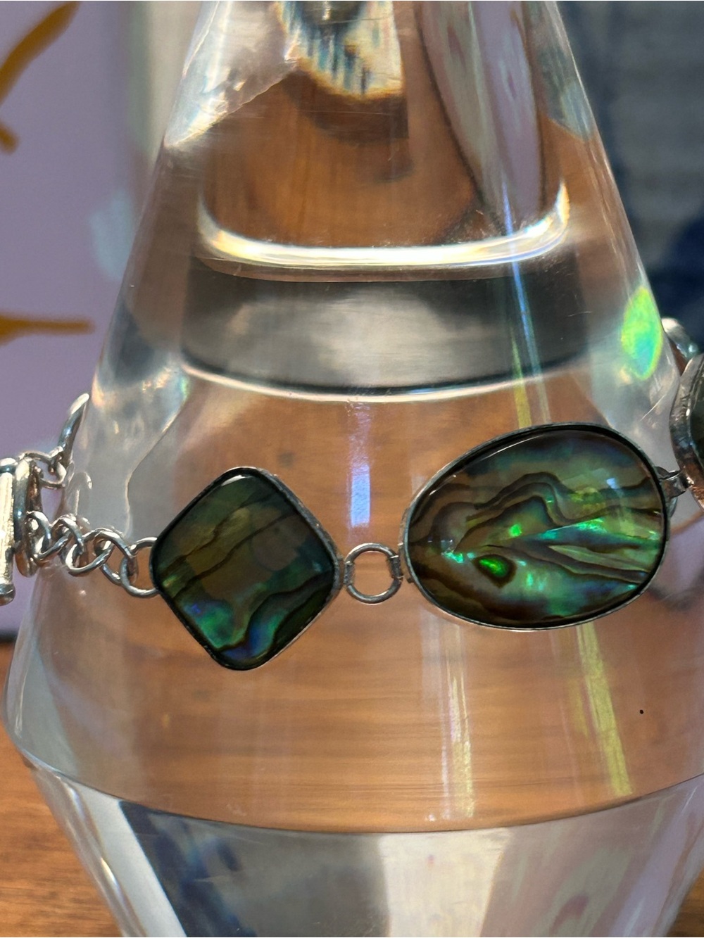 Vintage Lucas Lameth Sterling Silver and abalone link bracelet - Picture 6 of 8